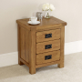 Rustic Oak 3 Drawer Bedside