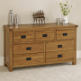 Rustic Oak Large Wide 7 Drawer 3 over 4 Chest of Drawers