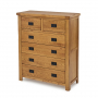 Rustic Oak 2 over 4 Drawer Large Tall Chest of Drawers