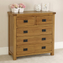 Rustic Oak 2 over 3 Drawer Chest of Drawers