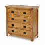 Rustic Oak 2 over 3 Drawer Chest of Drawers