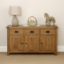 Rustic Oak Large 3 Door 3 Drawer Sideboard