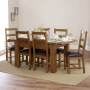 Rustic Oak Medium Extending Dining Table + 6 Ladder Back Chairs