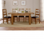 Rustic Oak Medium Extending Dining Table + 6 Ladder Back Chairs