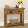 Rustic Oak 2 Drawer Hall Table