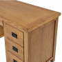 Rustic Oak Double Pedestal Dressing Table and Stool Set