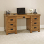 Rustic Oak Large Pedestal Desk