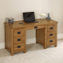 Rustic Oak Large Pedestal Desk