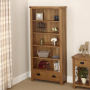 Rustic Oak Large Tall Adjustable 5 Shelf Bookcase with Drawer