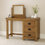 Rustic Oak Pedestal Dressing Table and  Mirror  Set