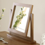 Rustic Oak Pedestal Dressing Table Mirror and Stool Set