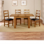 Rustic Oak Small Extending Dining Table + 4 Dining Chair Set