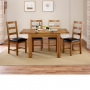 Rustic Oak Small Extending Dining Table + 4 Dining Chair Set