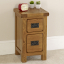 Rustic Oak Slim Narrow Bedside Table