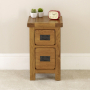 Rustic Oak Slim Narrow Bedside Table