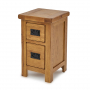 Rustic Oak Slim Narrow Bedside Table