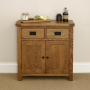 Rustic Oak Mini 2 Drawer 2 Door Sideboard