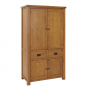 Rustic Oak Large Double Kitchen Larder Pantry Cupboard