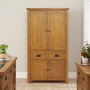 Rustic Oak Large Double Kitchen Larder Pantry Cupboard