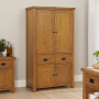 Rustic Oak Large Double Kitchen Larder Pantry Cupboard