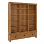 Rustic Oak Grand Library Bookcase with 3 Drawers