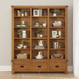 Rustic Oak Grand Library Bookcase with 3 Drawers