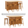 Rustic Oak Large Kitchen Island with Bar Top (4 Seater)