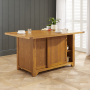 Rustic Oak Large Kitchen Island with Bar Top (4 Seater)