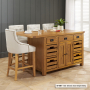 Rustic Oak Large Kitchen Island with Bar Top (4 Seater)