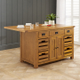 Rustic Oak Large Kitchen Island with Bar Top (4 Seater)