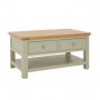 Marbury Sage Green Painted 2 Drawer Coffee Table with Shelf