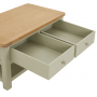 Marbury Sage Green Painted 2 Drawer Coffee Table with Shelf