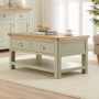 Marbury Sage Green Painted 2 Drawer Coffee Table with Shelf