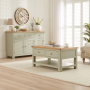 Marbury Sage Green Painted 2 Drawer Coffee Table with Shelf