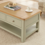 Marbury Sage Green Painted 2 Drawer Coffee Table with Shelf