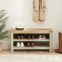 Marbury Sage Green Painted Shoe Storage Hallway Bench