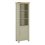 Marbury Sage Green Painted Tall Narrow Bookcase with 1 Door Cupboard