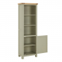 Marbury Sage Green Painted Tall Narrow Bookcase with 1 Door Cupboard