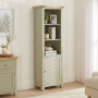 Marbury Sage Green Painted Tall Narrow Bookcase with 1 Door Cupboard