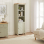 Marbury Sage Green Painted Tall Narrow Bookcase with 1 Door Cupboard