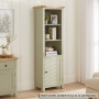 Marbury Sage Green Painted Tall Narrow Bookcase with 1 Door Cupboard