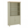 Marbury Sage Green Painted Tall Wide Bookcase with 2 Door Cupboard