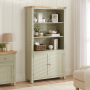 Marbury Sage Green Painted Tall Wide Bookcase with 2 Door Cupboard