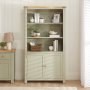 Marbury Sage Green Painted Tall Wide Bookcase with 2 Door Cupboard