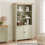 Marbury Sage Green Painted Tall Wide Bookcase with 2 Door Cupboard