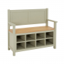 Marbury Sage Green Painted Monks Hallway Bench with Shoe Storage