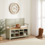 Marbury Sage Green Painted Monks Hallway Bench with Shoe Storage