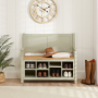 Marbury Sage Green Painted Monks Hallway Bench with Shoe Storage