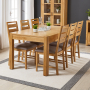 Soho Oak Large Dining Table with 6 Dining Chairs Set