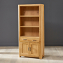 Soho Oak Large Tall Bookcase with 2 Door Cupboard and Drawer